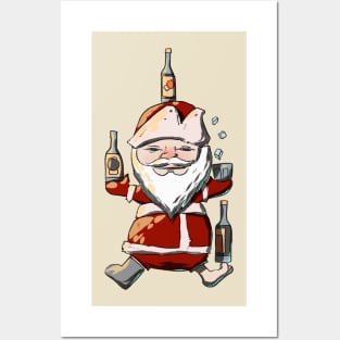 Drunk Santa Clous Posters and Art